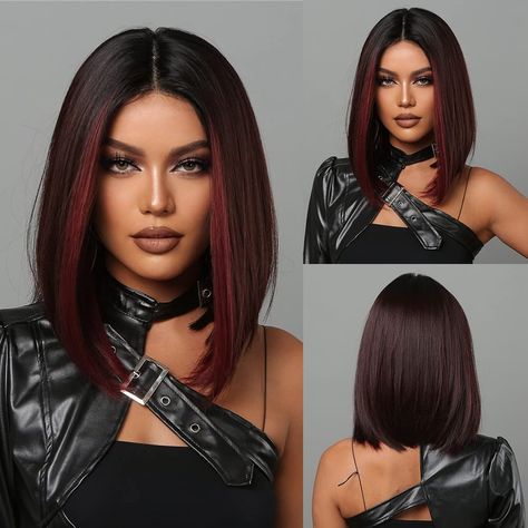 Highlight Bob, Straight Hairstyles Medium, Ombre Bob, Natural Hair Wigs, Synthetic Lace Wigs, Short Bob Wigs, Lace Hair, Middle Part, Real Human Hair