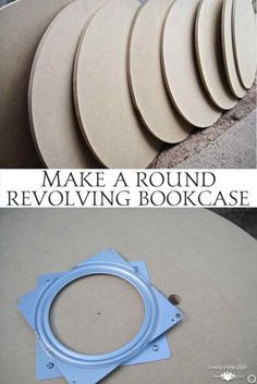 Revolving Bookcase Diy, Repurposed Lazy Susan Ideas, Diy Revolving Bookcase, Diy Bookcases, Round Bookshelf, Diy Bookcase, Adjustable Bookshelf, Bookcase Plans, Revolving Bookcase