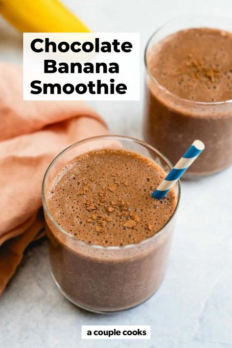 This chocolate banana smoothie tastes like a healthy chocolate milkshake! Get your fix with these good for you ingredients. #chocolate #banana #chocolatebanana #smoothie #chocolatebananasmoothie #chocolatesmoothie #easy #healthy #chocolatefix #healthy Chocolate Banana Coffee Smoothie, Low Calorie Chocolate Smoothie, Chocolate Banana Shake, Chocolate Yogurt Smoothie, Healthy Chocolate Milkshake, Blender Recipes Smoothies, Meal List, Chocolate Protein Smoothie, Healthy Chocolate Pudding