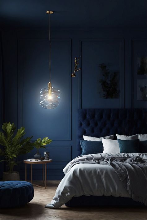 Explore the daily routine of an interior designer who specializes in creating soothing atmospheres with dark blue decor. Dive into the world of Dark Blue Dreams!
#ad  


#home
#wallpaint2024
 #color2024
 #DIYpainting
 ##DIYhomedecor
 #Fixhome Bedroom Dark Ceiling Light Walls, Dark Blue Walls Bedroom, Blue Bedroo, Dark Blue Ceiling, Blue Ceiling Bedroom, Dark Blue Decor, Blue Grey Rooms, Blue Room Inspiration, Dark Blue Bedroom Walls