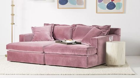 Blush Furniture, Hanging Furniture, Modular Couch, Furniture Dimensions, Pink Living Room, Comfy Couch, Upholstered Sectional, Linen Upholstery, Leather Sectional