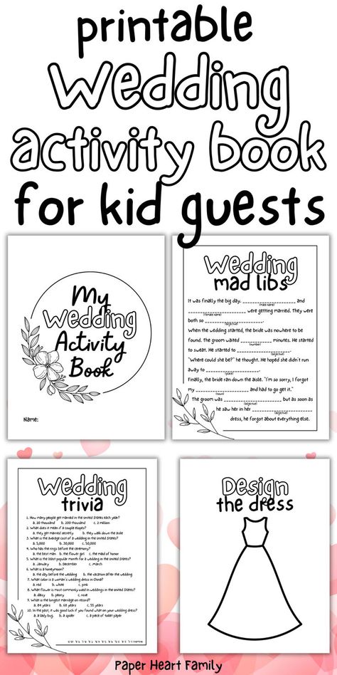 Need to keep kids occupied at a wedding? This free printable Wedding Activity Book for kids has so many fun activities including a cover to color, mad libs, coloring pages, trivia, a scavenger hunt and more! Wedding Scavenger Hunt, Wedding Activity Book, Wedding Mad Libs, Wedding Activity, Kids Wedding Activities, Summer Fun For Kids, Free Printable Activities, Diy Crafts For Girls, Mad Libs