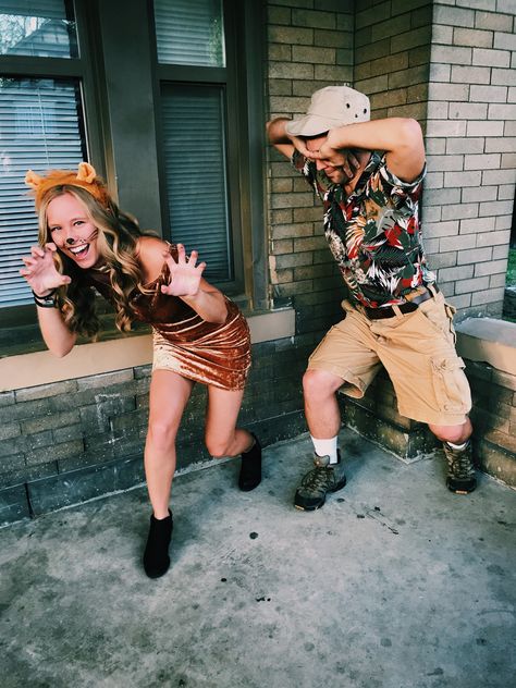 Easy DYI safari/jungle costume  Couple costume too! Jungle Themed Outfits, Jungle Theme Outfit, Theme Outfit Ideas, Africa Theme Party, Dyi Costume, Jungle Costume, Tacky Tourist, Easy Dyi