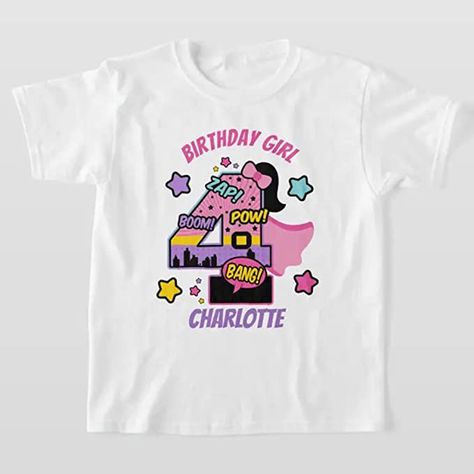 Amazon.com: Fourth Birthday Girl Toddler Shirt, 4th Cute Girl T-Shirt, Super's Girl Birthday, Custom Shirt : Toys & Games Fourth Birthday Girl, Supergirl Birthday, Third Birthday Girl, Sixth Birthday, Super Hero Shirts, Superhero Birthday Party, Fourth Birthday, Super Girl, Birthday Girl Shirt