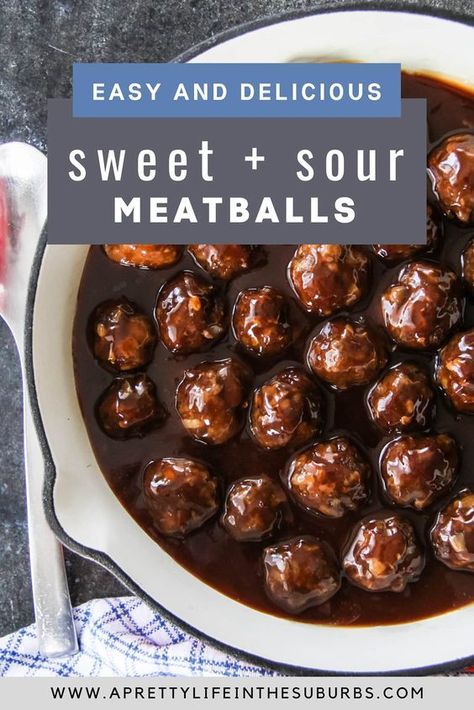 These Sweet and Sour Meatballs are a family favourite!  Easy to make and are delicious served over rice. Sweat And Sour Meatballs, Sweet N Sour Meatballs, Sweet Meatballs, Sweet And Sour Beef, Sweet N Sour Sauce Recipe, Frozen Meatball Recipes, Sweet And Sour Sauces, Sweet And Sour Meatballs, Meatball Recipes Easy