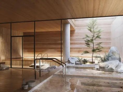 Malta House, Japanese Spa, Home Spa Room, Indoor Pool Design, Indoor Spa, Spa Interior Design, Spa Interior, Sauna Room, Swim Spa