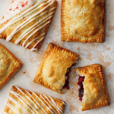 Cherry Hand Pies Recipe | Taste of Home Cherry Hand Pies, Pie Bakery, Winter Dessert, Cherry Desserts, Valentine Desserts, Winter Desserts, Dried Strawberries, Hand Pies, Cherry Tart