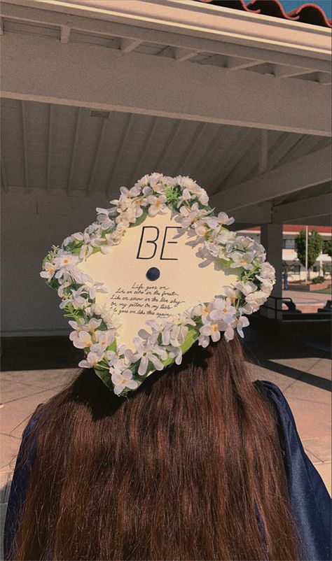 my graduation cap. i love how it turned out so i had to share it <3 Ladybug Graduation Cap, The End Graduation Cap, Bts Inspired Graduation Cap, Graduation Cap Designs Ideas, Bts Cap Graduation, Seventeen Graduation Cap, Enhypen Graduation Cap, Graduate Cap Ideas, Snoopy Graduation Cap