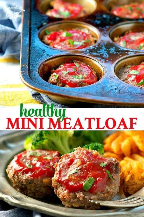 Healthy Mini Meatloaf, Healthy Meatloaf, Mini Meatloaf, Meatloaf Dinner, Mini Meatloafs, Meatloaf Muffins, Ground Beef Recipes Healthy, Diner Recept, Easy Dinner Recipe