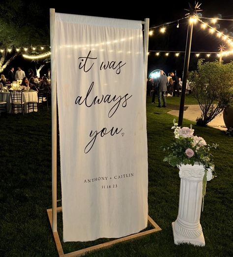 Type & Trim | Artful Event Design (@typeandtrim) • Instagram photos and videos Large Signage, Fabric Signage, Wedding Watercolor Painting, Barbados Wedding, Signage Wedding, Sicily Wedding, Trending Wedding, Reception Details, Dream Wedding Ideas Dresses