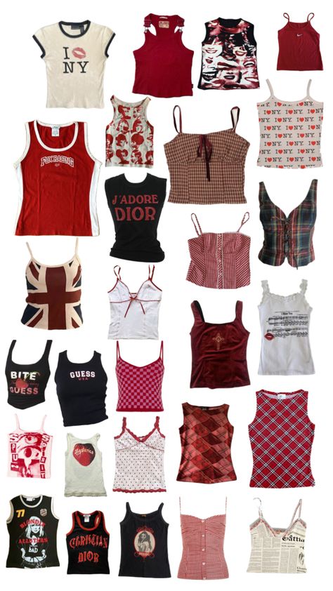 Red Tank Top Outfit, Downtown Outfits, Tank Top Outfits, Red Tank, Red Tank Tops, Y2k Outfits, Mode Inspo, Really Cute Outfits, Casual Style Outfits