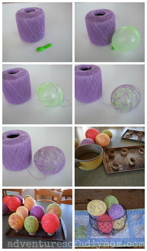 How to Make String Easter Eggs String Easter Eggs, Creative Easter Baskets, Easter Crafts For Adults, Fun Easter Crafts, Yarn Balls, Easy Easter Decorations, Easter Bunny Crafts, Easter Egg Crafts, Easter Eggs Diy