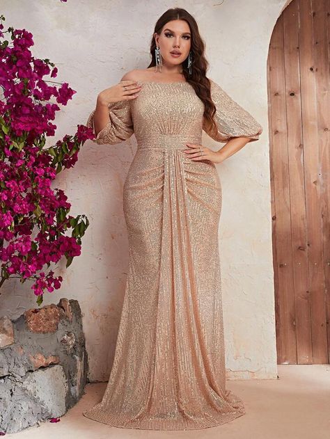 Dresses Sparkle, Shine Dress, Sequin Formal Dress, Dresses Formal Elegant, Dress Sequin, Fishtail Dress, Shein Dress, Wedding Guest Dresses, Plus Size Kleidung