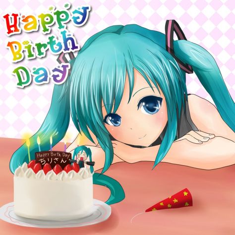 Happy Birthday, Hatsune Miku 8/31/14 :) Happy Birthday Humorous, Anime Happy Birthday, Birthday Anime, Happy Birthday My Friend, Happy Birthday Bestie, Happy Birthday Cards Handmade, Happy Birthday Art, Happy Birthday Friend, Happy Birthday Son