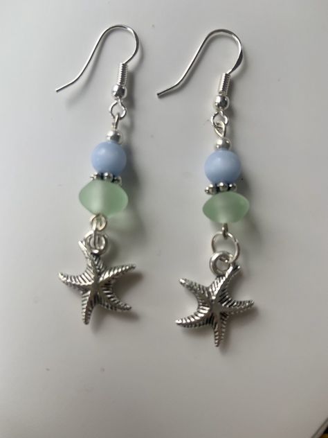 Starfish Earrings Nautical Earrings Boho Earrings Silver Blue and Green Beachy Earrings Tropical Earrings Dangle Silver Earrings #Necklaces Blue And Green Earrings, Cute Beachy Jewelry, Cute Diy Earrings Ideas, Beaded Earring Ideas, Spring Earrings Diy, Diy Earring Ideas Homemade, Homemade Earrings Ideas, Diy Boho Earrings, Home Made Jewelry Ideas