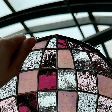 coolAFglass LLC on Instagram: "I know I say this about every piece…but this disco ball is my new favorite!!! The glass is stunning and I tried to capture it in all its glory but it’s one of those pieces you need to see it in person to get the full impact🤩" Disco Ball Stained Glass Pattern, Stained Glass Disco Ball, Stained Glass Patterns, The Glass, Disco Ball, Bits And Bobs, See It, I Tried, Stained Glass