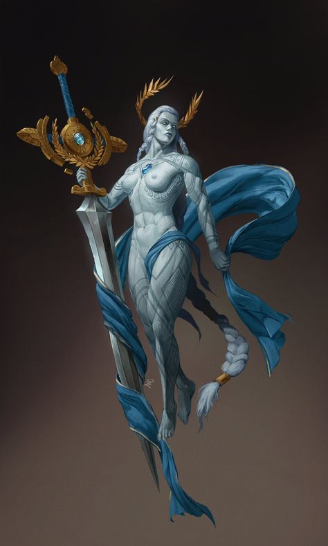 Celestial Patron Dnd, Spirit Guardians Dnd, Celestial Concept Art, Dnd Celestial Art, God Like Character Design, Giants Fantasy Art, Dnd Gods Concept Art, Dnd Celestial, Fantasy Races Concept