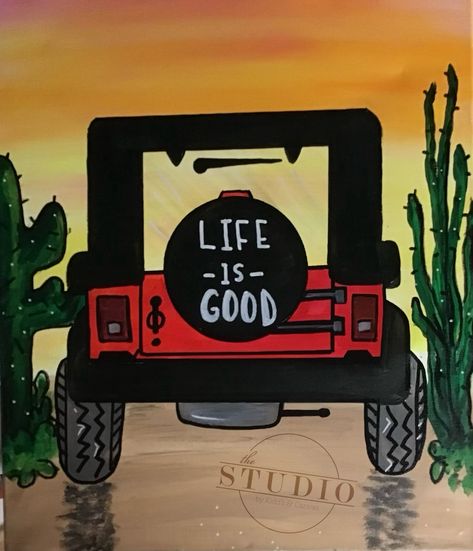 A311 Jeep Painting, Kids Jeep, Painting Gallery, Painting Inspiration, Painting Ideas, Diy And Crafts, Jeep, Canvas Painting, Canvas