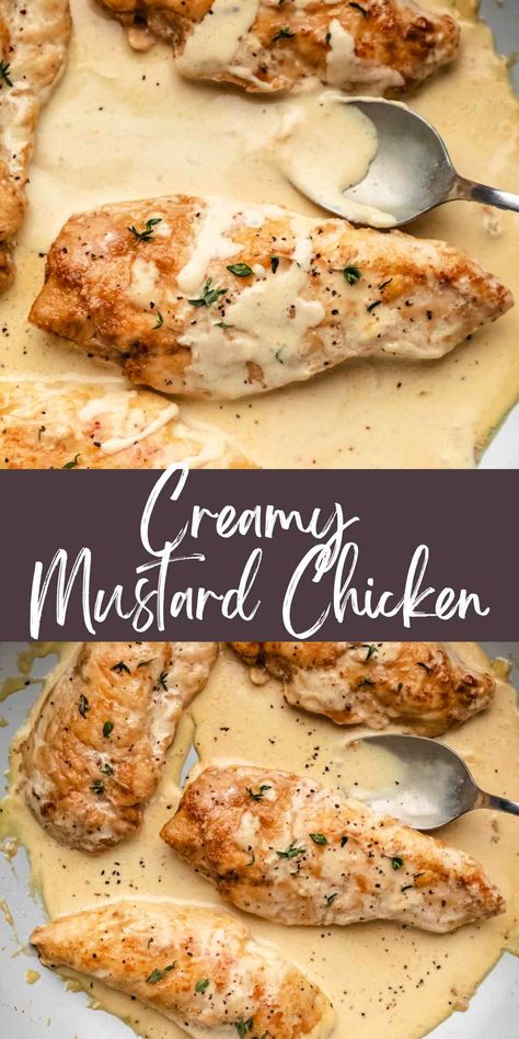 Pan Fried Chicken Breast Recipes, Skillet Chicken Dinner, Creamy Mustard Chicken, Mustard Sauce For Chicken, Creamy Honey Mustard Chicken, Mustard Chicken Breast, Fried Chicken Breast Recipe, Chicken Breast Dishes, Salmon Recipes Baked Healthy