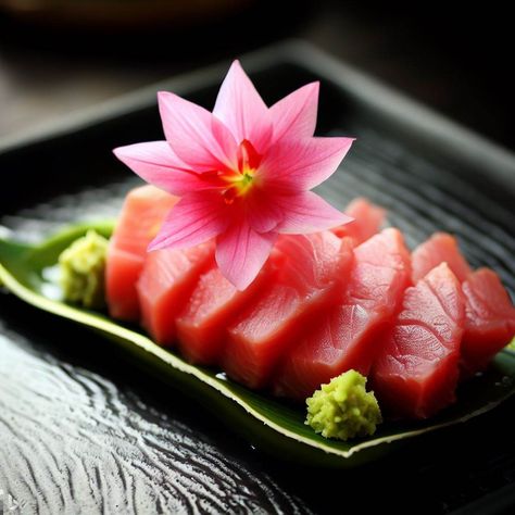 to cut the tuna, but you can also use a sashimi knife if you prefer. The key is to cut straight through the fish without any zigzag pattern so that the sashimi is clean and visually appealing.

Step 3: Season the Sashimi
For seasoning, Dr. Zero Mella suggests using Kikkoman Sushi and Sashimi Sauce instead of soy sauce, as it's specifically made for these dishes. He also likes to use wasabi powder, as it allows for more artistic plating techniques. To make the wasabi paste, simply mix the powder Sashimi Tuna, Tuna Sashimi, Sushi Chef, Sharp Knife, Japanese Dishes, New Menu, Banana Leaf, Cooking Ideas, Seafood