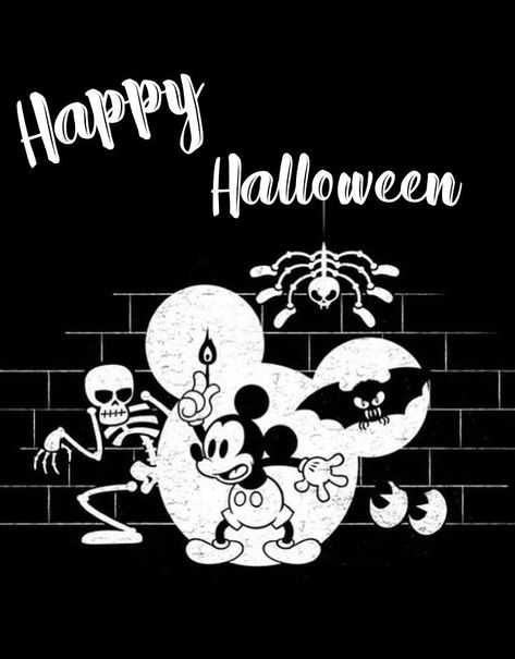 Disney Halloween Designs, Mickey Halloween Wallpaper, Mickey Mouse Halloween Wallpaper, Disney Halloween Art, Vintage Disney Halloween, Scary Disney, Disneyland Usa, Halloween Fanart, Goth Disney