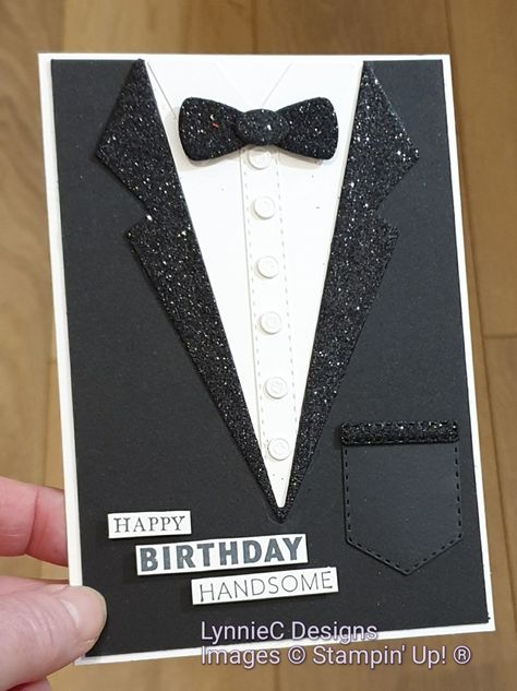 Handsomely Suited Cards, Tuxedo Card, Happy Birthday Cards Diy, Creative Birthday Cards, Suit Card, Shirt And Tie, Gifts Wrapping Diy, Suit Tie, Masculine Birthday Cards