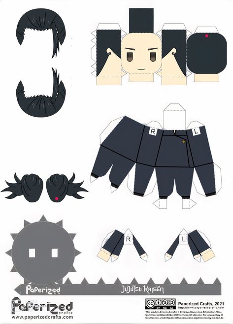 Jjk Paper Doll, Choso Papercrafts, Gojo Paper Doll, Jjk Template, Jujutsu Kaisen Paper Craft, Jjk Paper Craft, Diy Minecraft Decorations, Fish Paper Craft, Papercraft Templates Printables