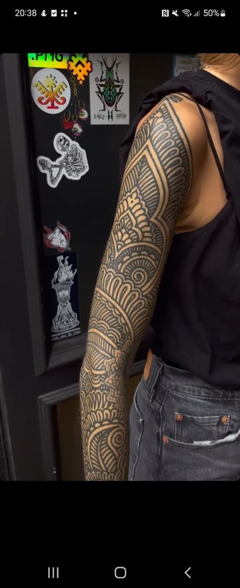 Thick Ornamental Tattoo, Mandala Tattoo Bicep, Ornamental Tattoo Sleeve, Mandala Tattoo Sleeve, Ornamental Tattoo, Tat Ideas, Back Tattoos, Tattoo Sleeve, Mandala Tattoo