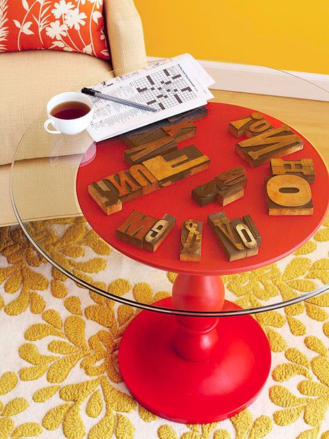 I love type :) Repurpose Coffee Table, Table Base Ideas, Coffee Table With Glass Top, Base Ideas, Table With Glass Top, Budget Ideas, Table Talk, Upcycle Recycle, Diy Furniture Projects