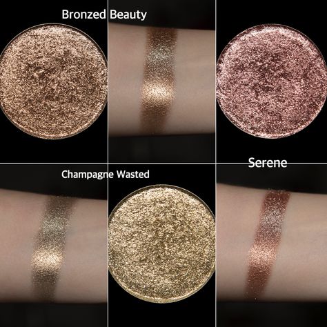 Eyeshadow Champagne, Colored Eyeshadow, Foil Eyeshadow, Taupe Eyeshadow, Beauty Land, Rose Gold Eyeshadow, Indie Makeup, Makeup Glitter, Gold Eyeshadow