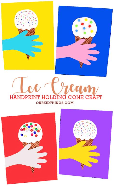 Handprint Held Ice Cream Cone Craft with Free Printable Template #summer #summercraft #handprintcraft #icecreamcraft #kids #craft #kidscraft #kidcrafts Ice Cream Cone Craft, Cool Crafts For Kids, Craft Ideas With Paper, Ideas With Paper, Ice Cream Crafts, Kids Craft Ideas, Cool Crafts, Summertime Crafts, Fun Summer Crafts