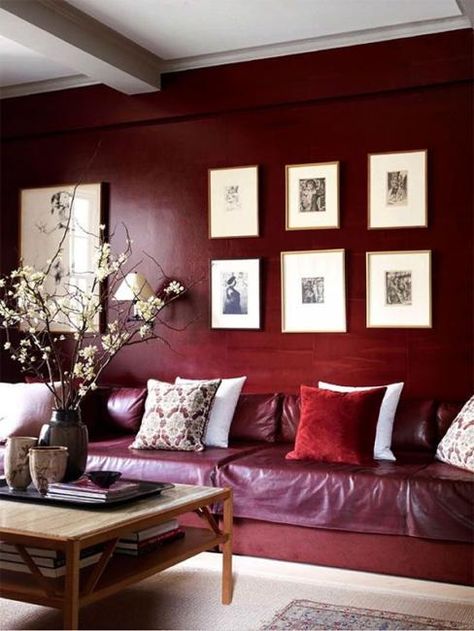 red wine color schemes for modern interior design and home decorating John Saladino, Billy Baldwin, Romantic Room, Room Paint Colors, Red Rooms, Paint Colors For Living Room, Red Walls, Living Room Paint, Room Paint