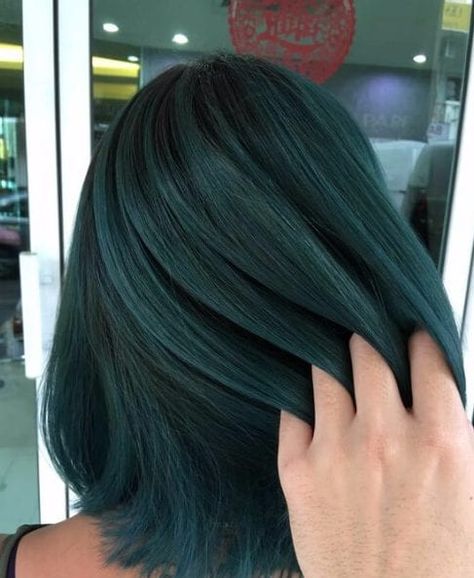 Dark Green Hair, Short Ombre Hair, Short Dark Hair, Brown Ombre Hair, Teal Hair, Short Hair Balayage, Ombre Hair Color, Hair Dye Colors, Hair Inspo Color