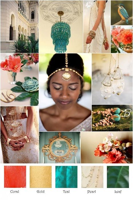 Coral, Gold, Teal, Pearl and Leaf Wedding Colour Schemes, Choosing Wedding Colors, Fiji Wedding, Gold Wedding Colors, Wedding Colours, Modern Asian, Wedding Colour, Colour Ideas, Coral And Gold