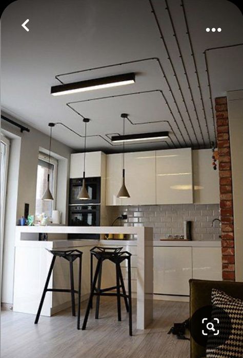 Modern Industrial House, Industrial Lighting Design, Industrial Home Design, Industrial Style Kitchen, Home Lighting Design, House Wiring, Industrial Interior Design, Rustic Home Design, Single Bedroom