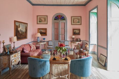 Studio Peregalli, Pink Rooms, Cabana Magazine, Winter Retreat, Upstairs Bedroom, Pastel Palette, Elegant Bedroom, Pink Room, World Of Interiors