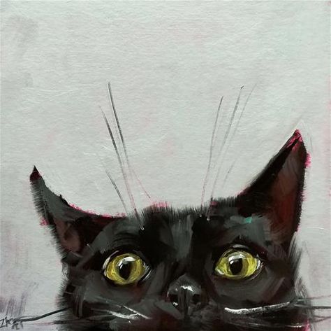 Black Cat Oil, Cat Oil Painting, Cat Portrait Painting, Black Cat Painting, Cat Art Illustration, Black Cat Art, Animals Artwork, Cat Portraits, Daily Paintworks