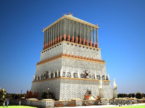 Mausoleum At Halicarnassus Roman Project, Macedonian Empire, Lighthouse Of Alexandria, Statue Of Zeus, Mausoleum At Halicarnassus, Colossus Of Rhodes, 7 World Wonders, Architecture Ancient, Pyramid Of Giza