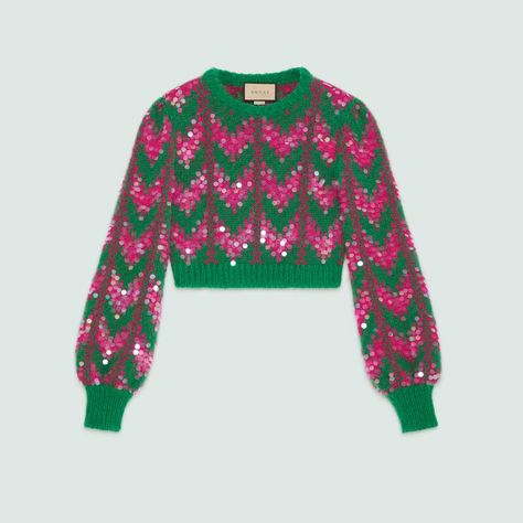 Gucci Knitwear, Gucci Sweater, Embroidered Labels, Gucci Jacket, Designer Knitwear, Cotton Jumper, Sequin Sweater, Knitwear Fashion, Knitwear Design