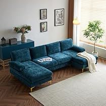 Peacock Couch, Colorful Sofa Living Room, Blue Sectional Sofa, Teal Couch, Blue Sectional, U Shaped Couch, Blue Couch, U Shaped Sectional Sofa, Couch With Chaise