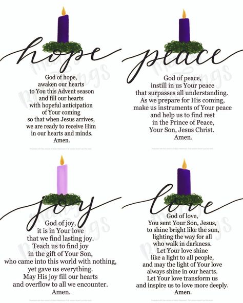 Advent Wreath Prayers Four Print Bundle Catholic Christian - Etsy Advent Decorations Catholic, Advent Wreath Prayers, Christmas Prayers, Advent Church Decorations, Advent 2023, Christmas Art Prints, Advent Scripture, Advent Prayers, Advent Wreath Candles