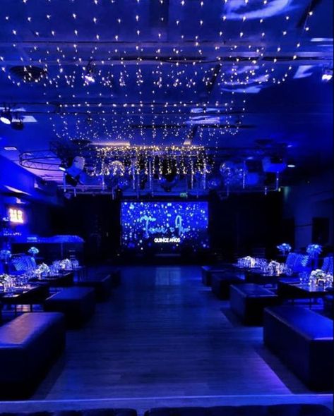 Prom Themes Starry Night, Under The Stars Quinceanera Theme, Blue Sweet Sixteen, Blue Quinceanera Theme, Sweet Sixteen Themes, Sweet Sixteen Party Themes, Blue Sweet 16, Sweet 15 Party Ideas Quinceanera, Sweet 15 Party Ideas