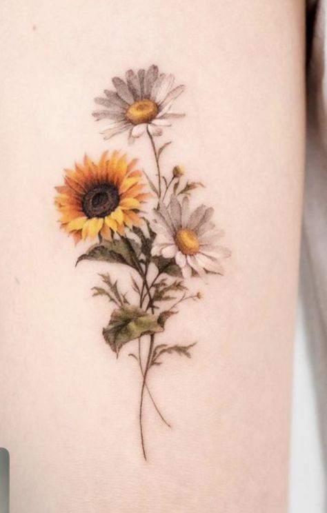 Daisy Tattoo Ideas, Indian Feather Tattoos, Cute Owl Tattoo, Daisy Tattoo, Owl Tattoo Design, Flash Tattoo Designs, Plant Tattoo, Sunflower Tattoos, Weird Tattoos