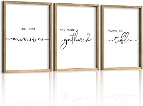 Amazon.com: Houmury Set of 3 Framed Wall Art Memories Around the Table Farmhouse Wall Decor 11”x14” Kitchen Wall Decor for Dining Room Decor Wood Signs (Brown, 11 * 14") : Home & Kitchen Gather Sign Dining Room, Wall Decor For Dining Room, Decor For Dining Room, Room Decor Wood, Wall Art Dining Room, Dining Wall Decor, Canvas Photo Wall, Big Wall Decor, Table Farmhouse