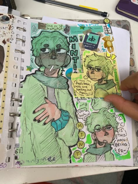 Crunchy Sketchbook, Messy Drawings Sketches, Oc Page, Chunky Sketchbook, Sketchbook Page Ideas, Sketchbook Spreads, Sketchbook Spread, Sketchbook Layout, Sketch Book Ideas