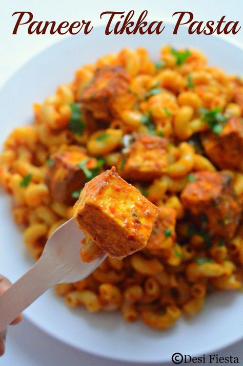 Paneer Tikka Pasta Paneer Pasta, Pasta Indian Style Recipe, Pasta Indian Style, Tandoori Paneer, Indian Side Dishes, Butter Pasta, Paneer Tikka, Recipe Indian, Body Exercise