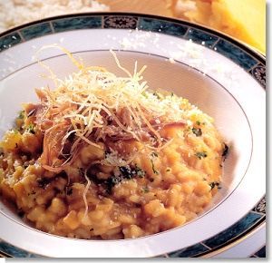 Pumpkin Risotto with Duck Confit and Parmesan, a recipe from Charlie Palmer on the Worldwide Gourmet Duck Confit Risotto, Duck Confit Pasta, Duck Risotto, Confit Duck Leg, Confit Duck, Game Hens, Pumpkin Risotto, Fall Menu, Duck Confit