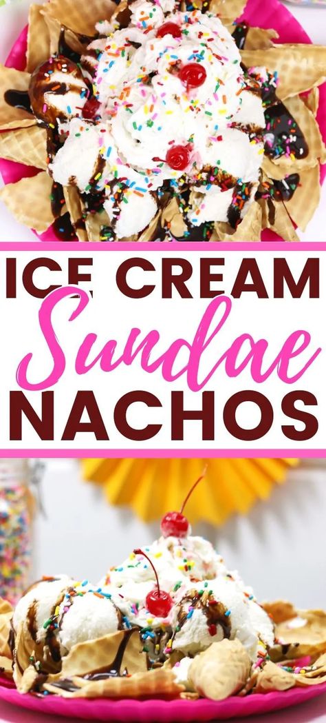 Dessert Nachos Recipe, Nacho Recipe, Dessert Nachos, Quick Easy Desserts, Nachos Recipe, Summer Dessert Recipes, Chewy Chocolate Chip, Ice Cream Treats, Chewy Chocolate Chip Cookies