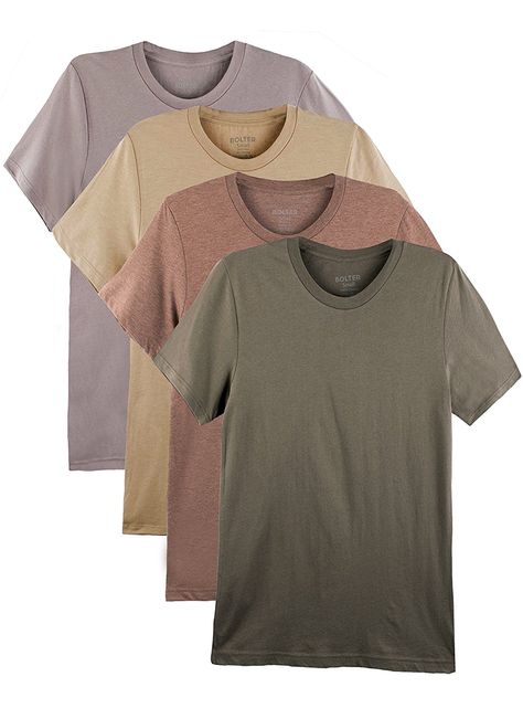 4 Pack Bolter Men's Everyday Cotton Blend Short Sleeve T-shirts (X-Large, Earth Tones) | Amazon.com Earth Tone Outfits Men Casual, Mens Fashion Fall Casual, Plain Tee Shirts, Mens Casual Outfits Summer, Heather Brown, Mens Fashion Inspiration, T Shirts Men, Mens Fashion Classy, Mens Fashion Casual Outfits