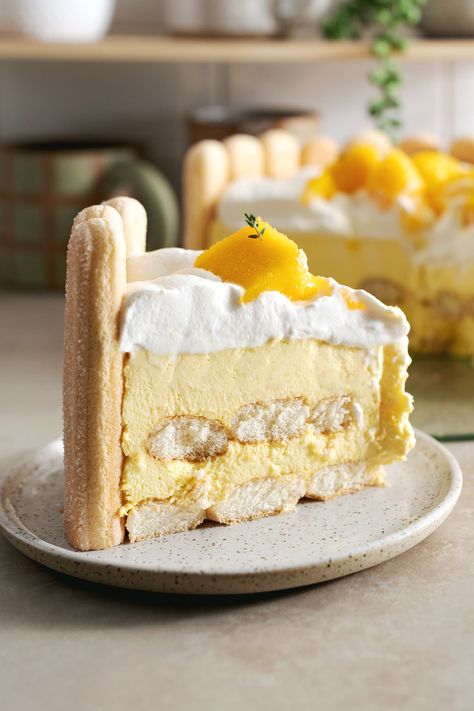 Mango Chantilly Cake, Mango Custard Cake, Mango Charlotte Cake, Mango Shortcake, Charlotte Cakes, Charlotte Dessert, Fruity Cakes, Cheese Cake Filling, Mango Dessert Recipes